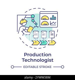 Production technologist multi color concept icon Stock Vector