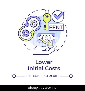 Lower initial costs multi color concept icon Stock Vector