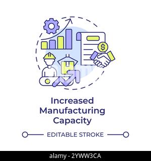 Increased manufacturing capacity multi color concept icon Stock Vector