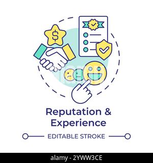 Reputation and expertise multi color concept icon Stock Vector