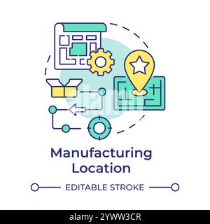 Manufacturing location multi color concept icon Stock Vector