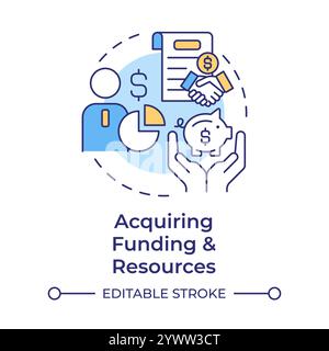 Acquiring funding and resources multi color concept icon Stock Vector