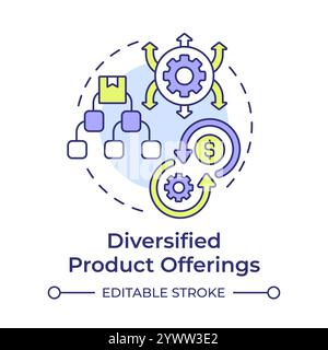 Diversified product offerings multi color concept icon Stock Vector