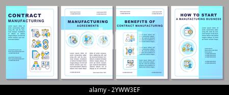 Contract manufacturing blue gradient brochure template Stock Vector