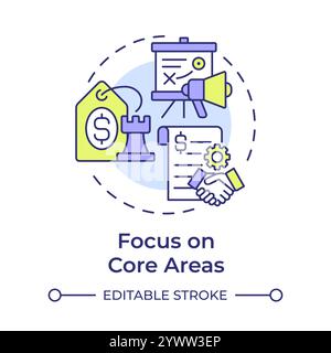 Focus on core areas multi color concept icon Stock Vector
