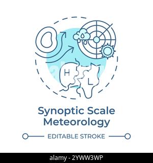Synoptic scale meteorology soft blue concept icon Stock Vector