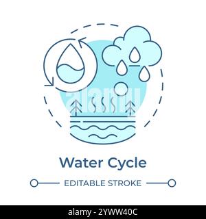 Water cycle soft blue concept icon Stock Vector