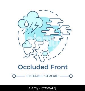 Occluded front soft blue concept icon Stock Vector