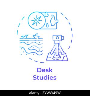 General and desk studies blue gradient concept icon Stock Vector