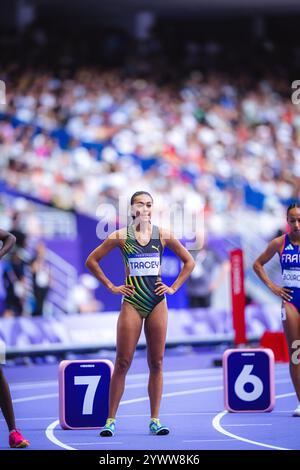 Adelle Tracey participating in the 800 meters  at the Paris 2024 Olympic Games. Stock Photo