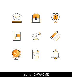 Science and education - set of modern line design style icons Stock ...