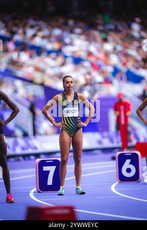 Adelle Tracey participating in the 800 meters  at the Paris 2024 Olympic Games. Stock Photo