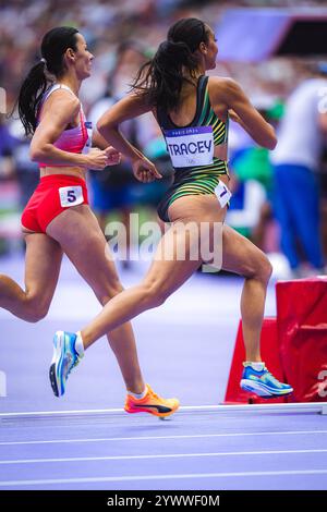 Adelle Tracey participating in the 800 meters  at the Paris 2024 Olympic Games. Stock Photo