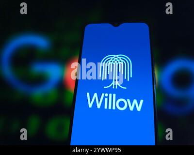 SUQIAN, CHINA - DECEMBER 12, 2024 - Illustration Google launches the groundbreaking quantum chip Willow,  Suqian, Jiangsu province, China, December 12 Stock Photo