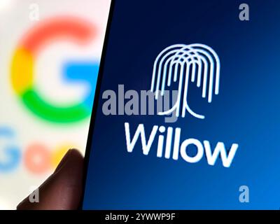 SUQIAN, CHINA - DECEMBER 12, 2024 - Illustration Google launches the groundbreaking quantum chip Willow,  Suqian, Jiangsu province, China, December 12 Stock Photo