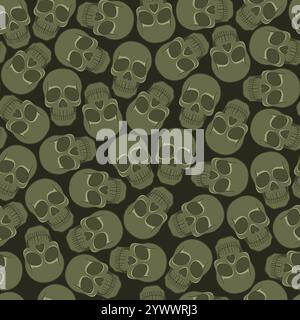 Seamless pattern with color illustration skull. Vector background. Stock Vector