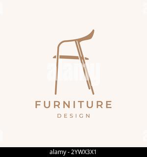 Chair, Furniture Interior Logo Design Illustration Line Art Design Stock Vector
