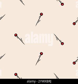 Seamless pattern with sewing pins. Vector background associated with handmade, needlework Stock Vector