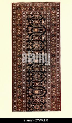 JACOUARD RUNNER [SECTION] Size 26-8 x 3-9 WARP — 11 cords to the inch WEFT — 10 cords to the inch 110 CORDS TO THE SQUARE INCH from ' Oriental carpets, runners and rugs and some Jacquard reproductions ' by Sydney Humphries, Published by Adam and Charles Black 1910 Stock Photo