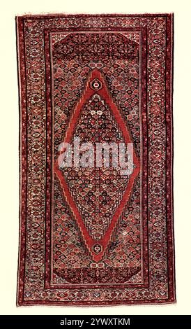 ORIENTAL RUG Size 9-3 x 4-11 WARP — 12 knots to the inch WEFT — 9 knots to the inch 108 KNOTS TO THE SQUARE INCH from ' Oriental carpets, runners and rugs and some Jacquard reproductions ' by Sydney Humphries, Published by Adam and Charles Black 1910 Stock Photo