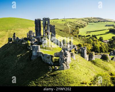 Corfe Castle in Dorset. Stock Photo