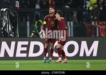 during the UEFA Europa League 2024/25 League Phase MD6 match between A.S. Roma and S.C. Braga at Olympic Stadium on December 12, 2024 in Rome, Italy. Stock Photo