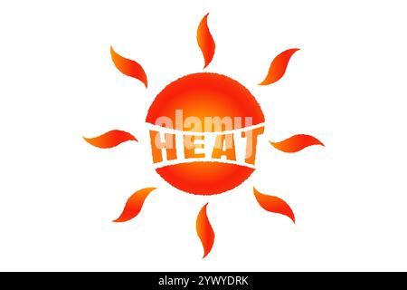 Vector icon of sun in flat style. Vector emblem heat in Europe. Stock Vector