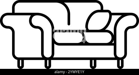 sofa design with linear style in transparent background Stock Vector