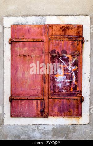 Rust Metal Window Ancient weathered prison window with rusted steel bars isolated on a ...