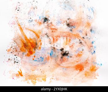 Abstract orange watercolor stains useful for design. Stock Photo