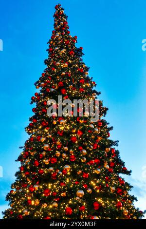 A decorated Christmas tree at the Wantermaart (Winter Market) in Luxembourg City Stock Photo