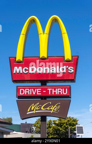 McDonald's Restaurant sign, Williams Street, Kaiapoi, Canterbury Region, New Zealand Stock Photo