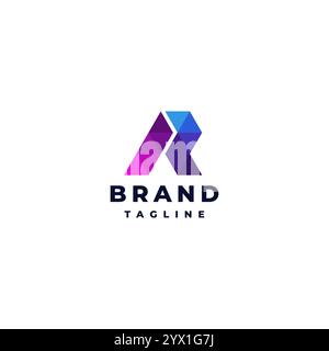 Colorful Letter AR Mosaic Logo Design. Colorful Triangles That Form the Initials A and R Logo Design. Stock Vector