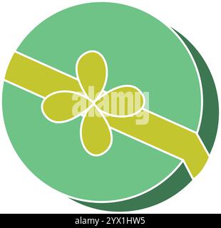 Green round gift box with floral bow Vector Stock Vector
