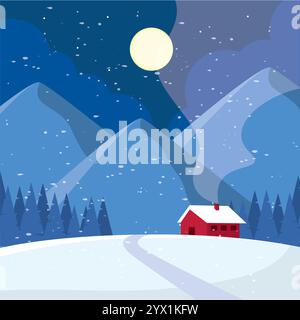 pine trees and moon, vector Stock Vector Image & Art - Alamy