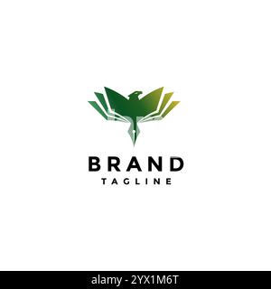 Eagle Book Pen Logo Design. Eagle In Book And Pen Icon Logo Design. Stock Vector