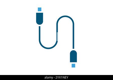 Cable icon. solid icon style. icon related to technology. IT architecture elements vector illustration Stock Vector