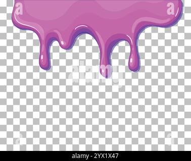 Bright pink paint dripping on transparent background Stock Vector
