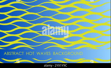 Horizontal blue gradient abstract background with bright yellow waves, cover, site presentation in HD format. UI template layout for web design of int Stock Vector