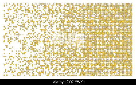 Horizontal white yellow abstract background with golden pixels, cover, site presentation, web report, album in HD format. UI template layout for web d Stock Vector
