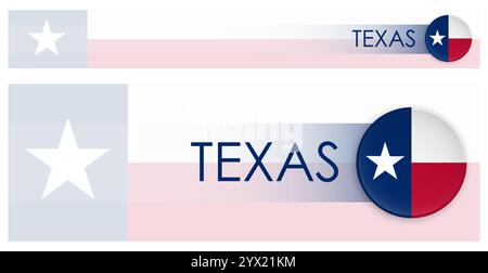 Texas US state horizontal web banner in modern neomorphism style. Webpage Texas election header button for mobile application or internet site. Vector Stock Vector