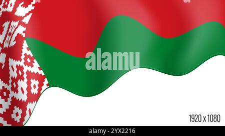 Belarus country flag realistic independence day background. Belarusian commonwealth banner in motion waving, fluttering in wind. Festive patriotic HD Stock Vector