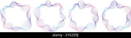 Abstract wavy frames set, colorful flowing borders isolated on white. Stock Vector