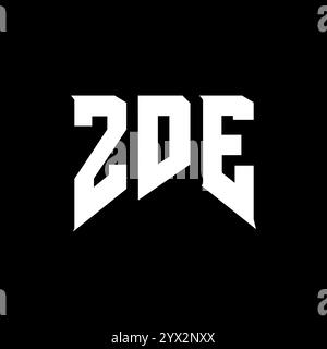 ZDE letter logo design for technology company. ZDE logo design black and white color combination. ZDE logo, ZDE vector, ZDE design, ZDE icon, ZDE alph Stock Vector