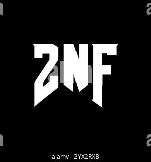 ZNF letter logo design for technology company. ZNF logo design black and white color combination. ZNF logo, ZNF vector, ZNF design, ZNF icon, ZNF alph Stock Vector