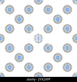 Earth Globe inside Target vector World concept outline seamless pattern Stock Vector