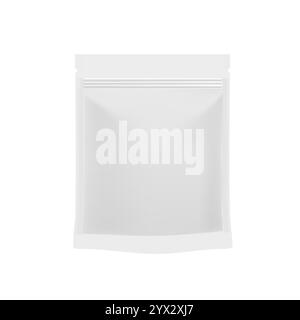 Blank White Pouch Mockup Vector for Food, Cosmetics, and Snack Packaging - Perfect for Product and Branding Design Stock Vector