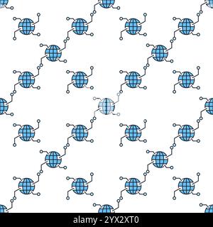 Earth Globe vector International Logistics concept blue seamless pattern Stock Vector