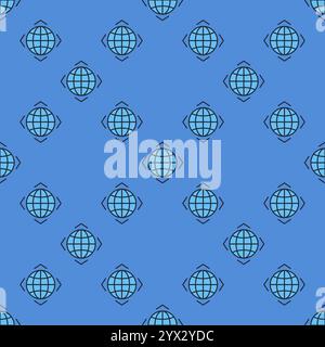Earth Globe vector concept minimal blue seamless pattern Stock Vector