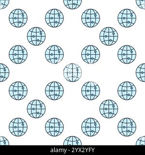 Earth Globe Logistics vector World concept blue seamless pattern Stock Vector